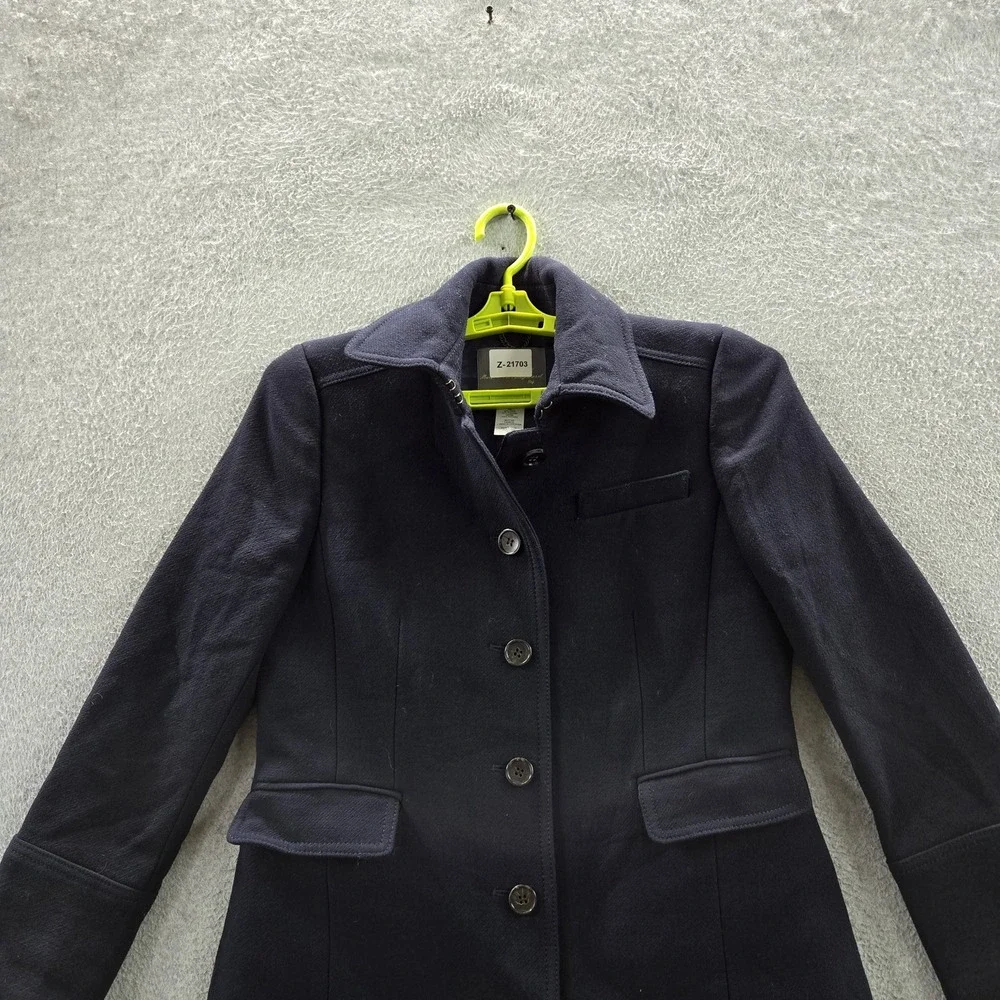 J Crew Women Jacket 8P Navy Wool Blend Double Cloth Style Peacoat‎ - Picture 4 of 10
